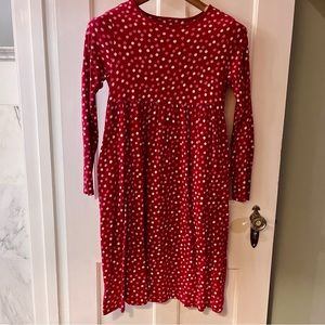 Girls Lands’ End red polkadot skater dress with side pockets